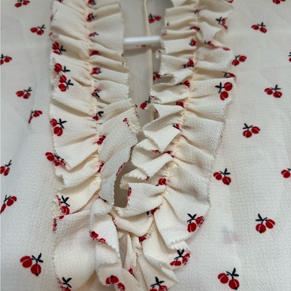 Rouje Paris Frou Frou Wrap Top Cherry Print Ruffle 36 XS/S - Picture 7 of 11
